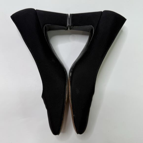 Newton Elkin Lord And Taylor Black Heels Pumps Size 6 B Vintage Fabric Solid - Picture 9 of 11